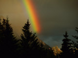 Rainbow from Evening Thunderstorm over Mount Rundle