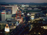 Aerial View of the Strip in Downtown Las Vegas at Night