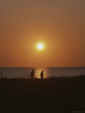 Two People are Silhouetted against the Setting Sun