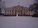 Fresh-Fallen Snow Brightens the Lawn of the White House