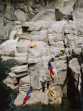 Kayakers Portaging Unrunnable Waterfall in Bald Rock Canyon