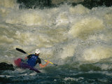 Kayaker Peels out into Big Whitewater Near Great Falls  Potomac River