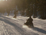 Snowmobilers in Yellowstone National Park  Wyoming