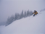 A Skier Tele-Skis Untracked Powder in the Dezaiko Range