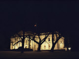 A Night View of the White House Decorated for the Holidays