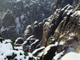 Aerial  Rock Formations and Cliffs with Snow