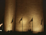 A Twilight View of American Flags Flying at the Washington Monument