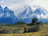 Woman Riding Horseback  Torres Del Paine National Park
