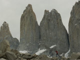 Woman Jumping on Rocks in Torres Del Paine National Park
