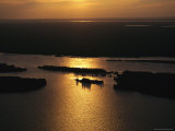 Sunset is Reflected on the Rippling Water of Great Slave Lake