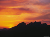 Sunset Silhouettes the Mountains Near the Mutinanyu Section of the Great Wall