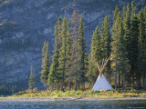 A Tepee is Built on the Edge of Cli Lake