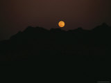 A Full Moon Rises Above Gold Mountain Near the Great Wall