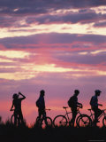 Silhouetted Cyclists Take a Water Break  Northern Arizona
