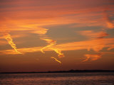 Clouds Crisscross the Sky at Twilight on the Gulf of Mexico