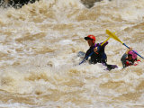 Kayakers Paddle in Colorado River Rapids