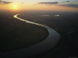An Aerial View of the Winding Missouri River at Dusk