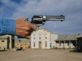 A Close View of a Sixshooter Accentuates This Western Movie Location