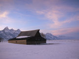 A View of the Mormon Row Barn in Jackson  Wyoming  with the Tetons in the Background
