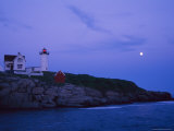 A Twilight Moon Joins the Historic Nubble Lighthouse
