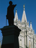 Brigham Young Statue Frames the Jesus Christ Latter Day Saints Church