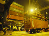 Containers Being Loaded at the Hong Kong Container Terminal