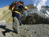 Volcanologist Mired in a Slippery Mix of Ash on Mutnov Sky Glacier