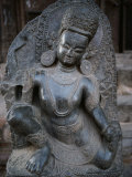 Ornate Stone Sculpture of a Hindu Deity