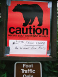 Posted Sign Warning of Bear Sightings