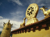 Prayer Wheel  Deer and Wheel of Dharma on the Roof of the Jokhang
