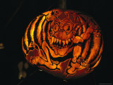 Jack-O-Lantern with an Ornate Carved Decoration of a Ghoul