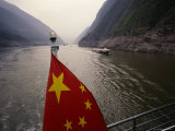 Chinese Flag in the Stern of a Boat on the Yangtze River
