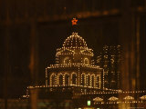 White Lights Outline a Government Building in Tiananmen Square
