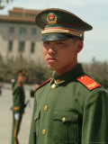 Soldiers Stand Guard in Front of Tiananmen Square