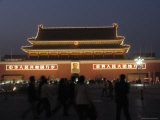 Tourists Stand in Tiananmen Square in Front of the Meridian Gate