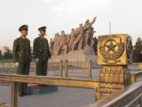 Soldiers Stand Guard at the Tomb of Mao Zedong in Tiananmen Square