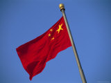 The Chinese National Flag Waves in the Breeze