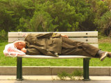A Soldier Sleeps on a Park Bench