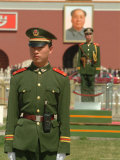 Soldiers Stand Guard in Front of Tiananmen Square