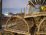 Lobster and Fishing Traps Lie Near a Fishing Boat on a Trailer