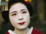 A Portrait of a Kimono-Clad Geisha