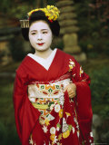 Kimono-Clad Geisha in a Park