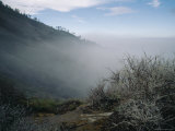 Mist in the Hills of the Ijen Mountains Seen from Kawah Ijen Volcano