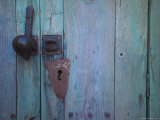 An Antique Lock on a Blue Door