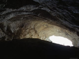 Hiker Silhouetted in the Doorway of Leviathan Cave  South of Ely  East Central Nevada