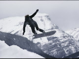 Snowboarder Catches Air  Banff National Park  Alberta  Canada