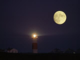 Moon Shines above the Sankaty Head Lighthouse  Nantucket Island  Massachusetts