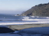 Fog in the Hills and Large Waves at the Mouth of the Klamath River