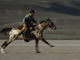 Rider Acts the Part of a Pony Express Mail-Carrier at a Reenactment near Carson City  Nevada