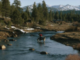 Horse and Rider Ford the Carson River  California